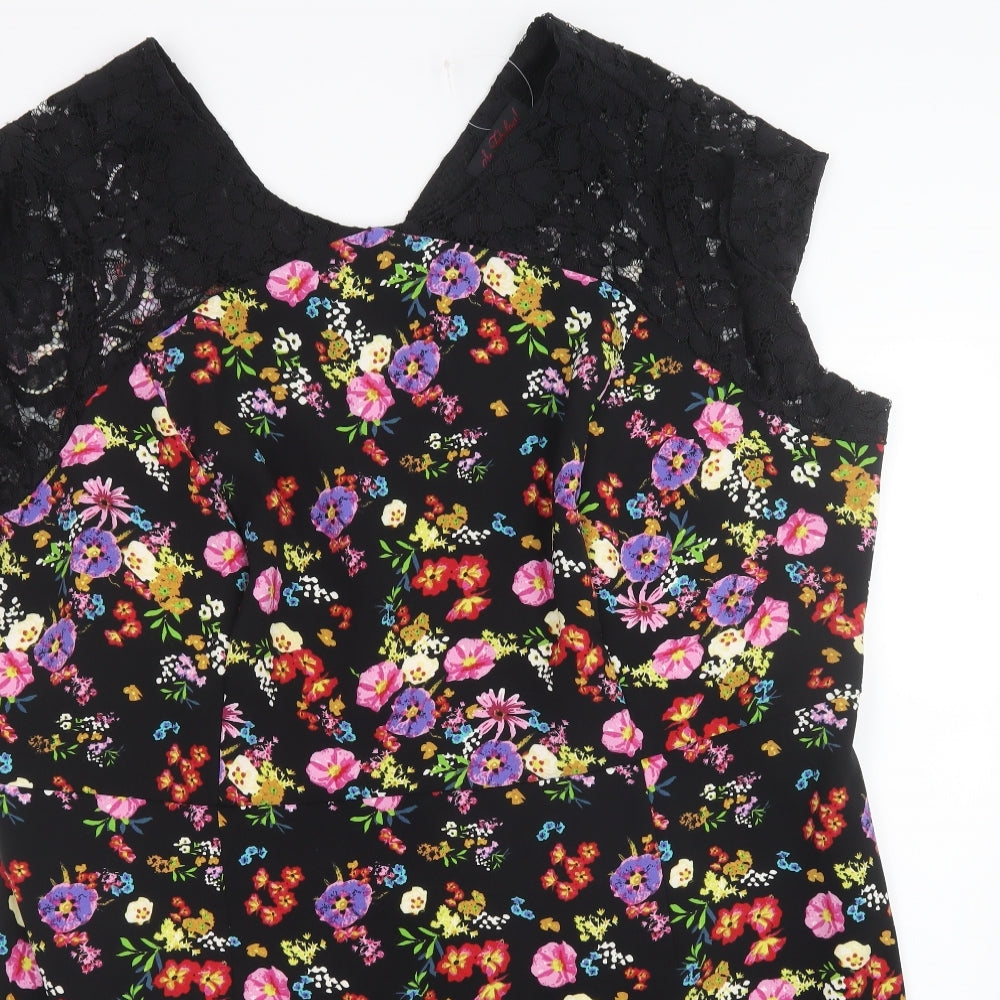 Shop Direct Womens Black Floral  A-Line  Size 26