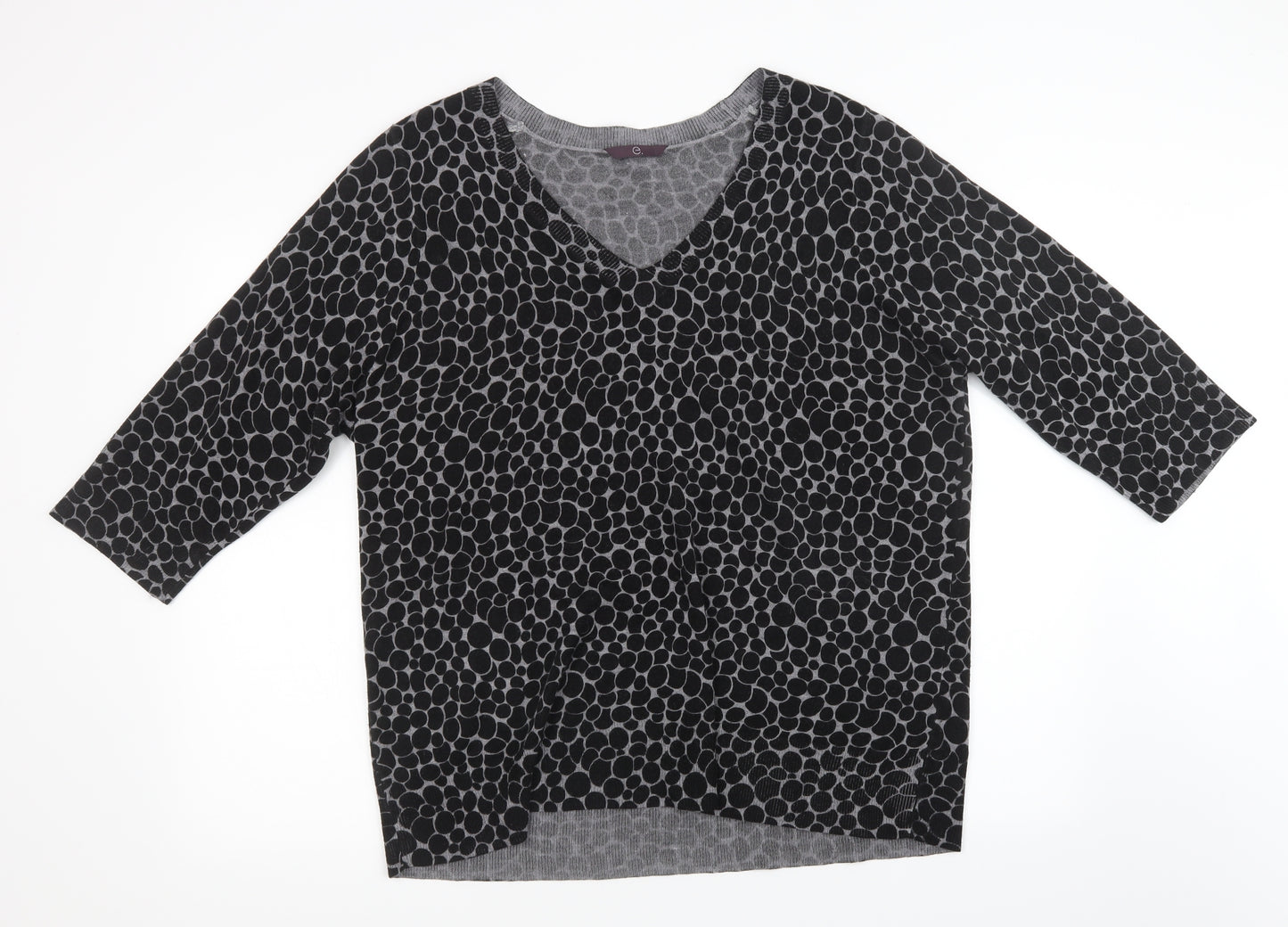Evans Womens Black Polka Dot Knit Pullover Sweatshirt Size 24