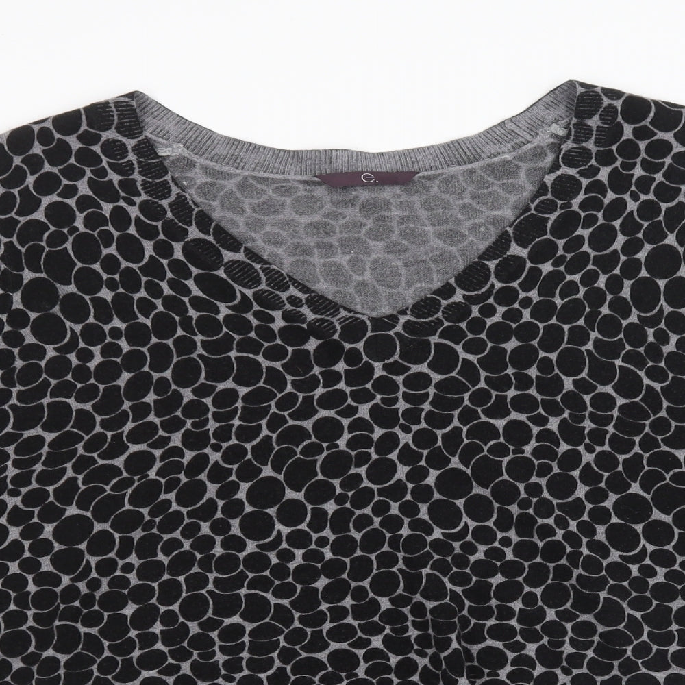 Evans Womens Black Polka Dot Knit Pullover Sweatshirt Size 24