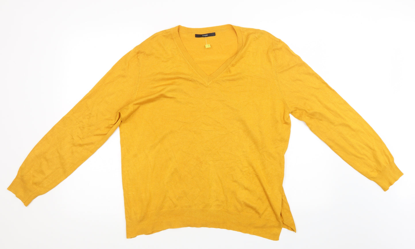 George Womens Yellow  Knit Pullover Sweatshirt Size 18