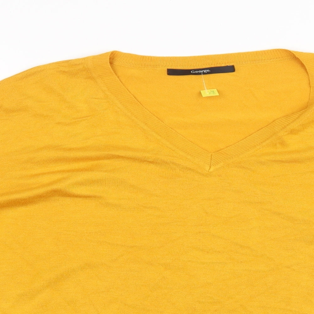 George Womens Yellow  Knit Pullover Sweatshirt Size 18
