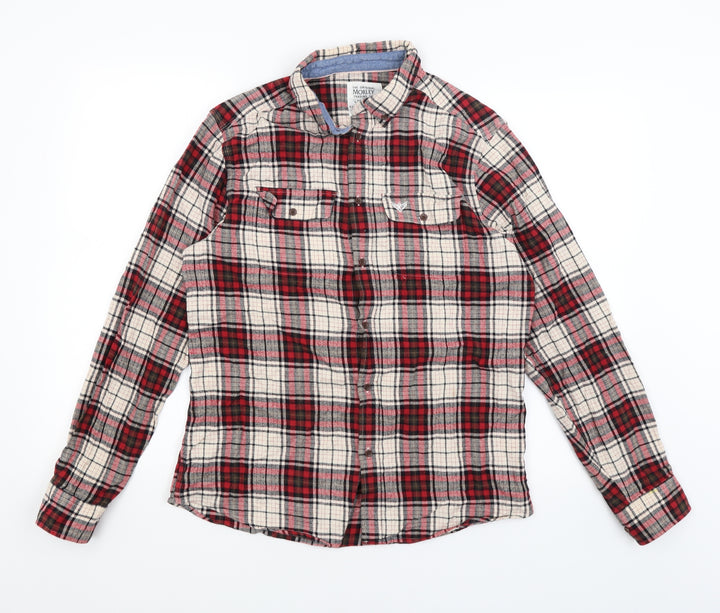 Morley Trading Co Mens Red Plaid Button-Up Size M