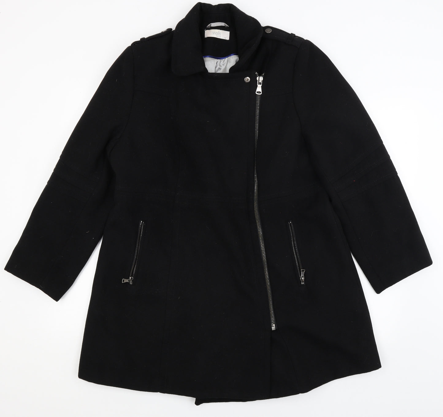 Wallis Womens Black   Overcoat Coat Size 18