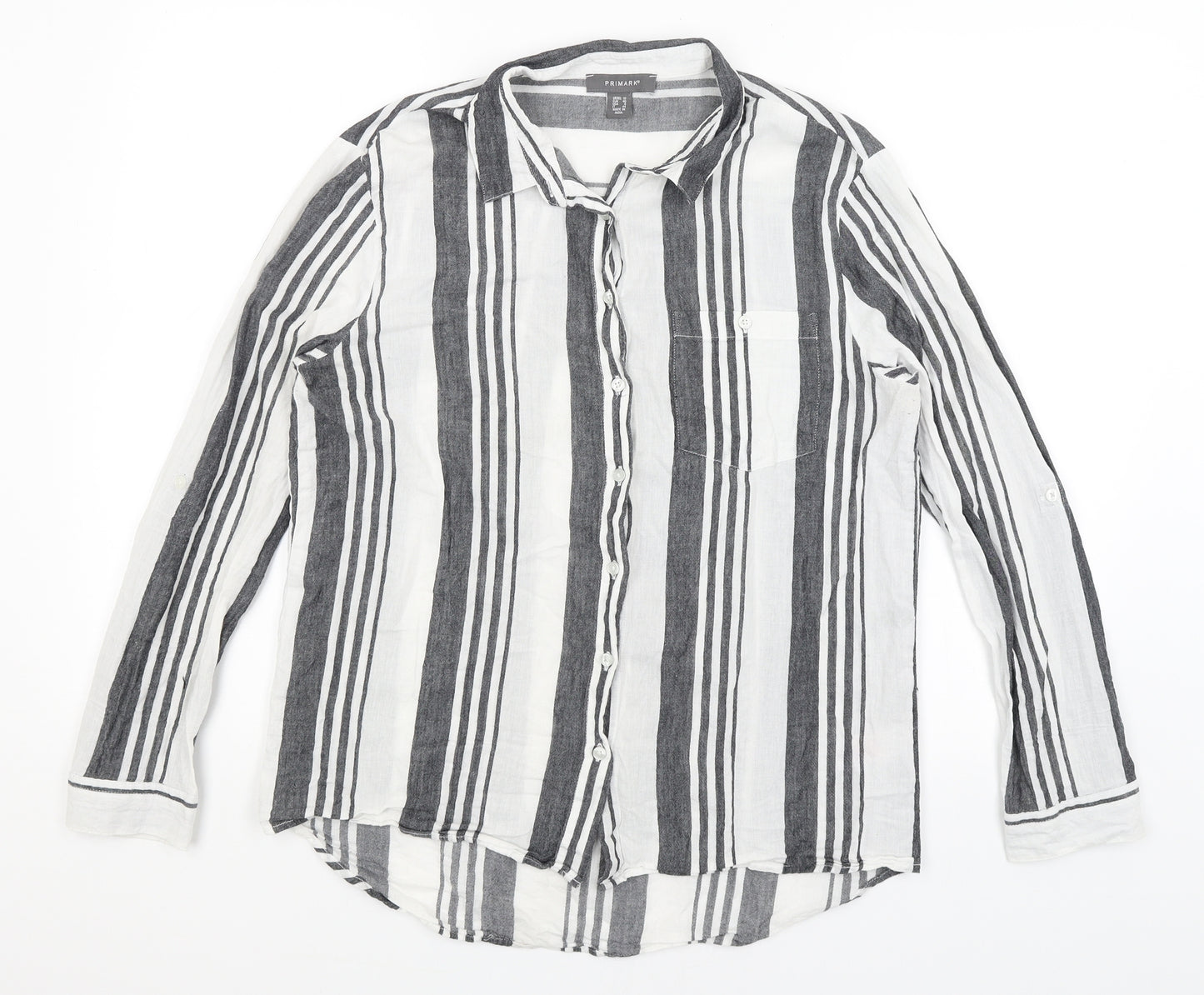 Primark Womens White Striped  Basic Button-Up Size 12