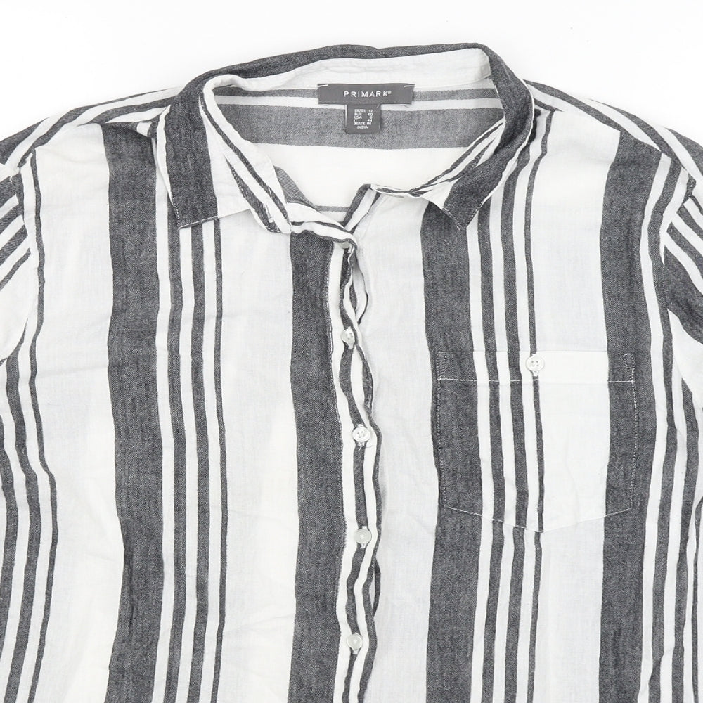 Primark Womens White Striped  Basic Button-Up Size 12