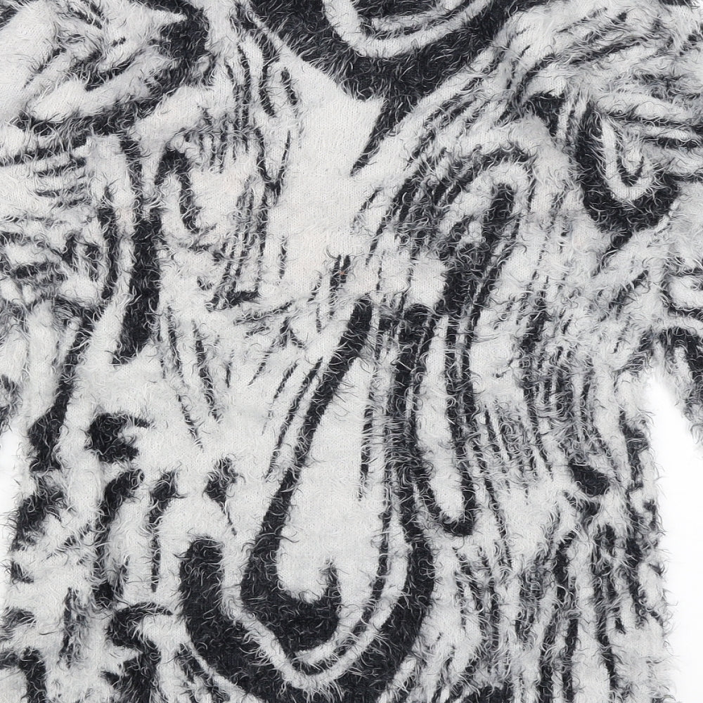 Quiz Womens White Animal Print  Pullover Jumper Size 10