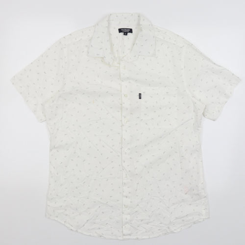 Outrage London Mens White    Button-Up Size L