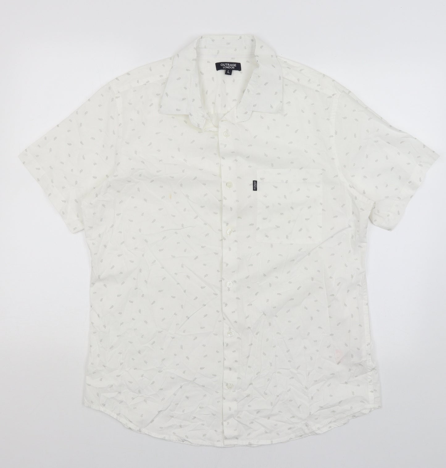 Outrage London Mens White    Button-Up Size L