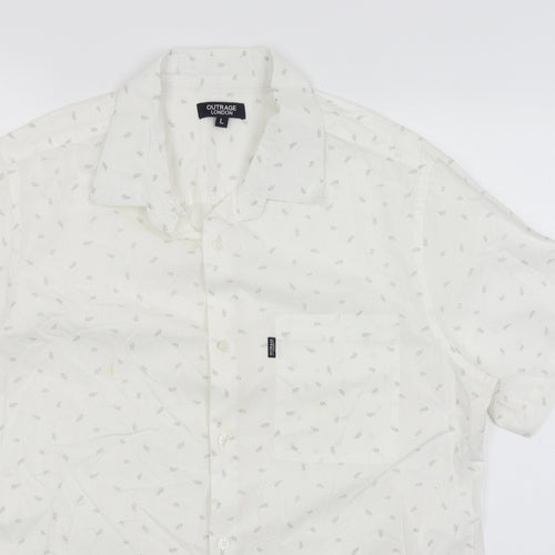Outrage London Mens White    Button-Up Size L
