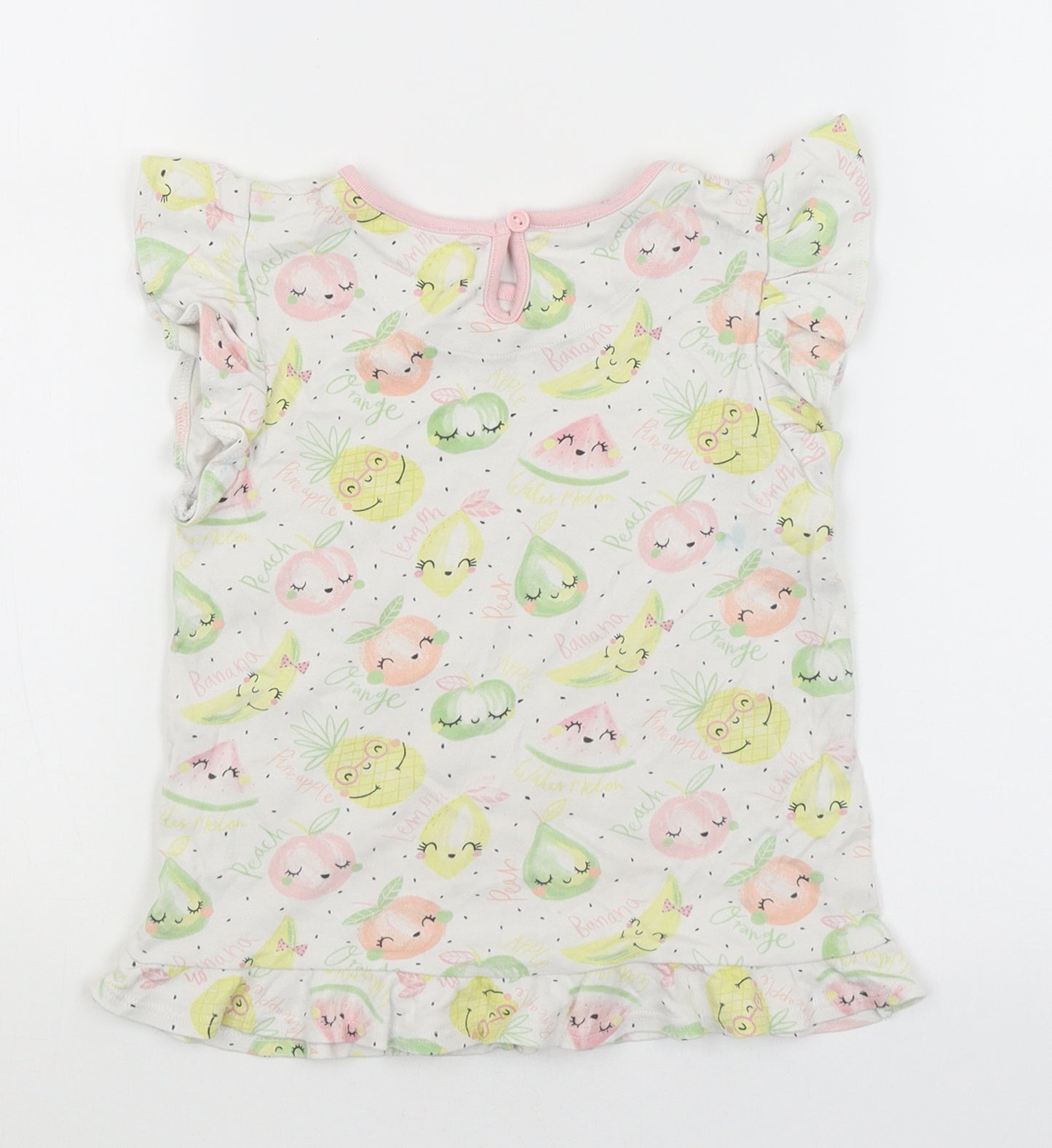 Mini Club Girls White   Basic T-Shirt Size 4-5 Years  - Fruit