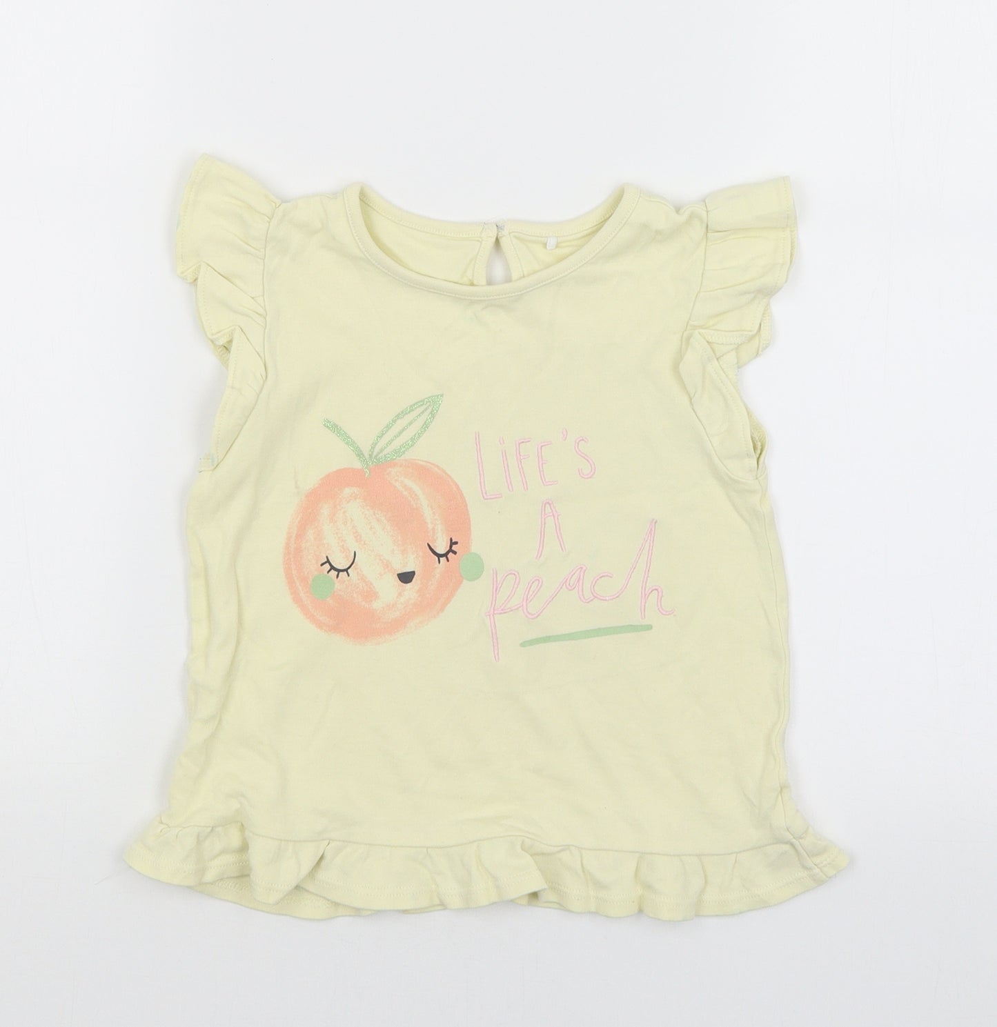 Mini Club Girls Yellow   Basic T-Shirt Size 4-5 Years  - Lifes A Peach