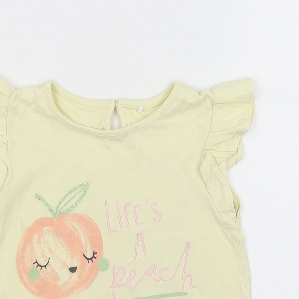 Mini Club Girls Yellow   Basic T-Shirt Size 4-5 Years  - Lifes A Peach