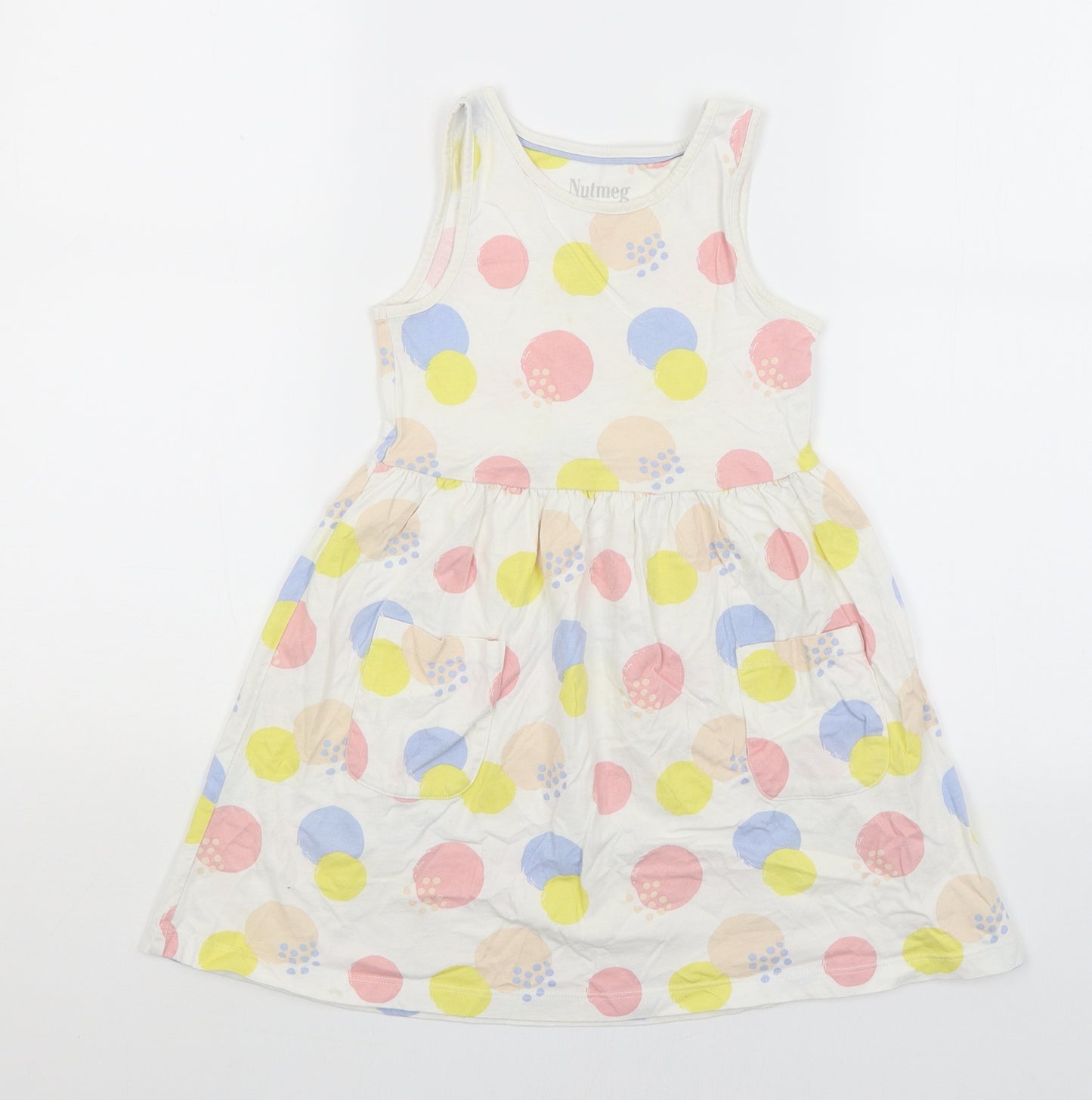 Nutmeg Girls White Spotted  Fit & Flare  Size 5-6 Years