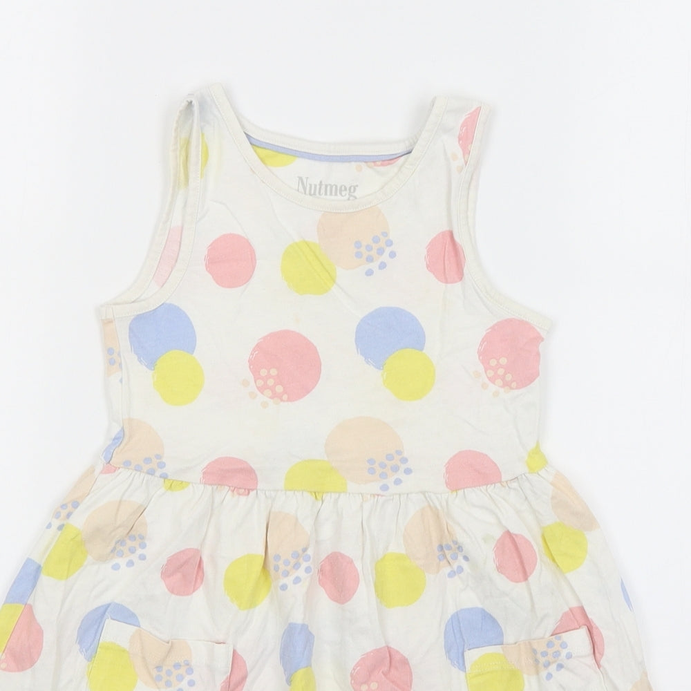 Nutmeg Girls White Spotted  Fit & Flare  Size 5-6 Years
