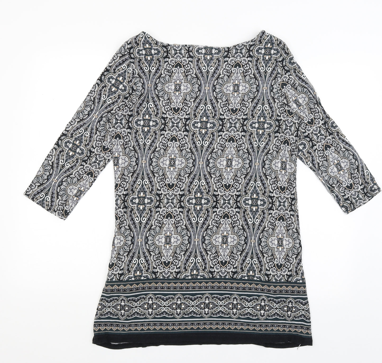 Wallis Womens Black Paisley  Tunic T-Shirt Size 16