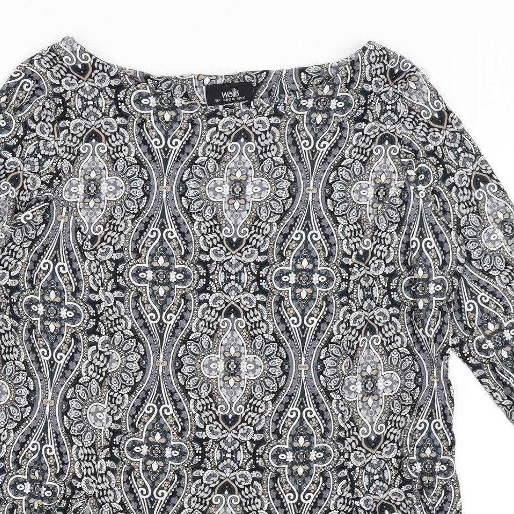 Wallis Womens Black Paisley  Tunic T-Shirt Size 16