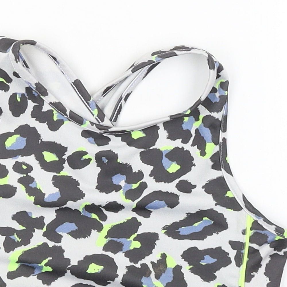 NEXT Girls Grey Animal Print  Cropped Tank Size 7-8 Years