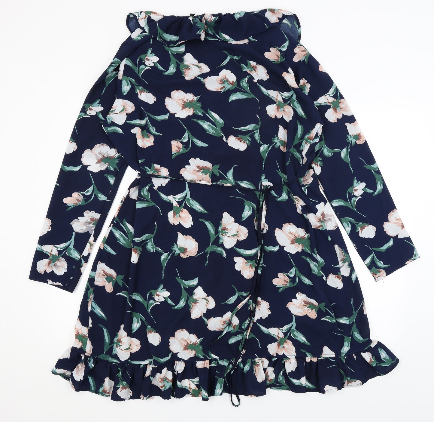 Boohoo Womens Blue Floral  Wrap Dress  Size 18