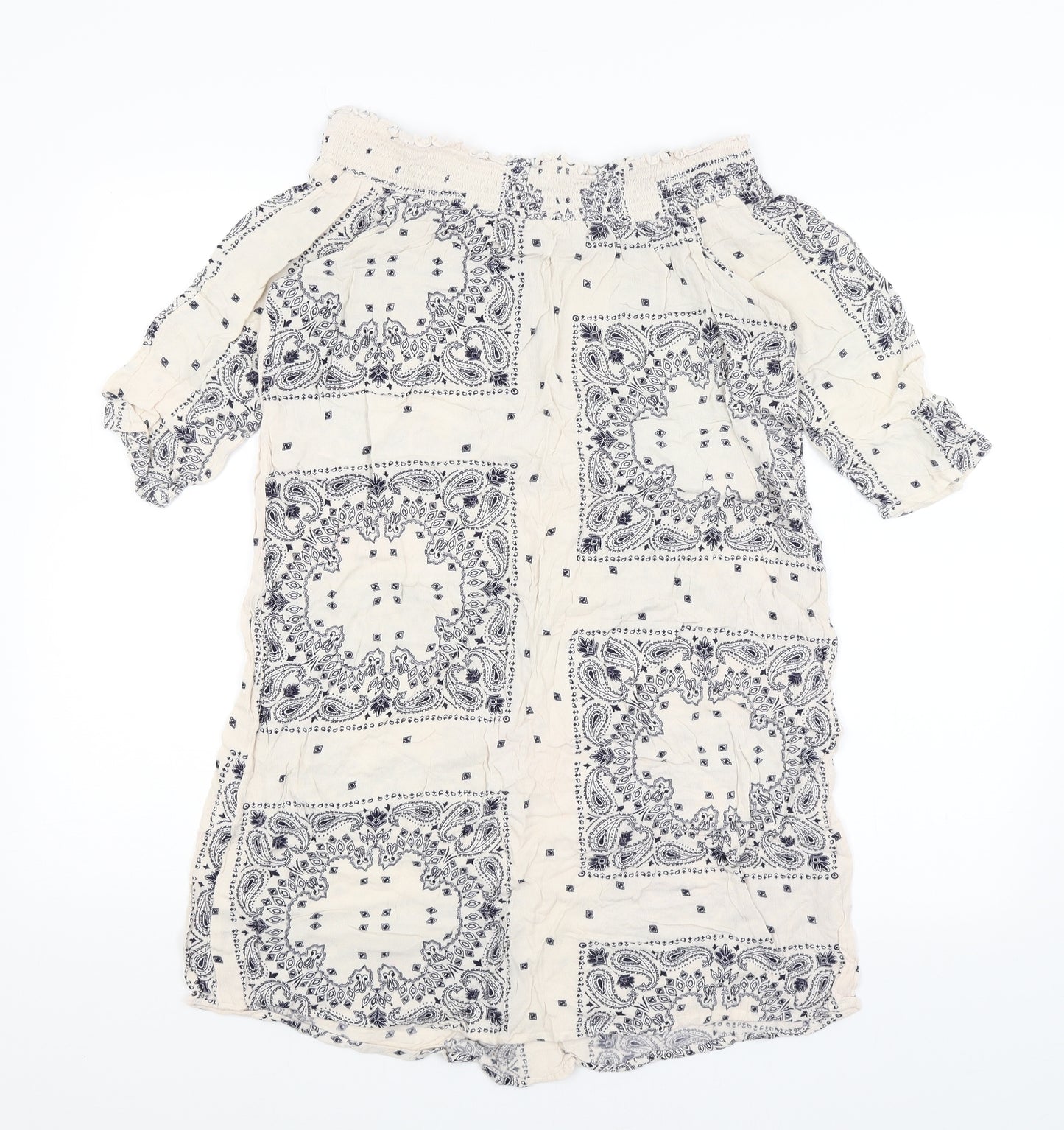 F&F Womens Ivory Paisley  Tunic T-Shirt Size 6