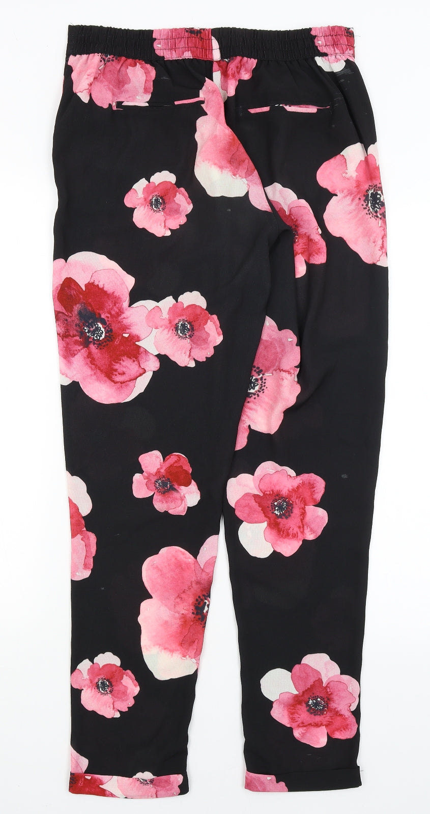John Rocha Womens Black Floral  Capri Trousers Size 10 L29 in