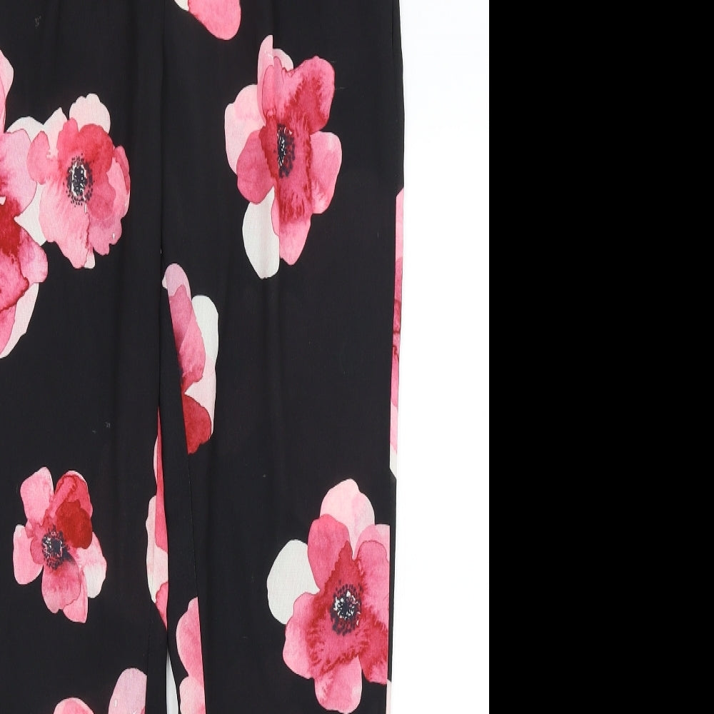John Rocha Womens Black Floral  Capri Trousers Size 10 L29 in