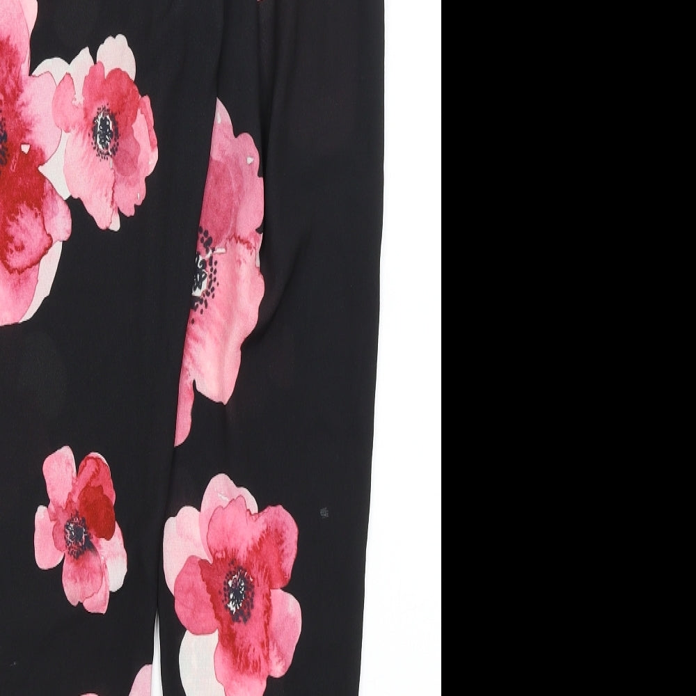 John Rocha Womens Black Floral  Capri Trousers Size 10 L29 in