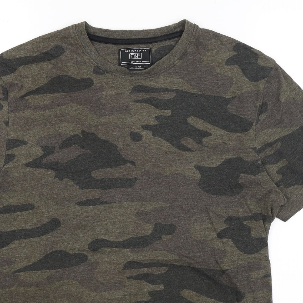 F&F Mens Green Camouflage   T-Shirt Size S
