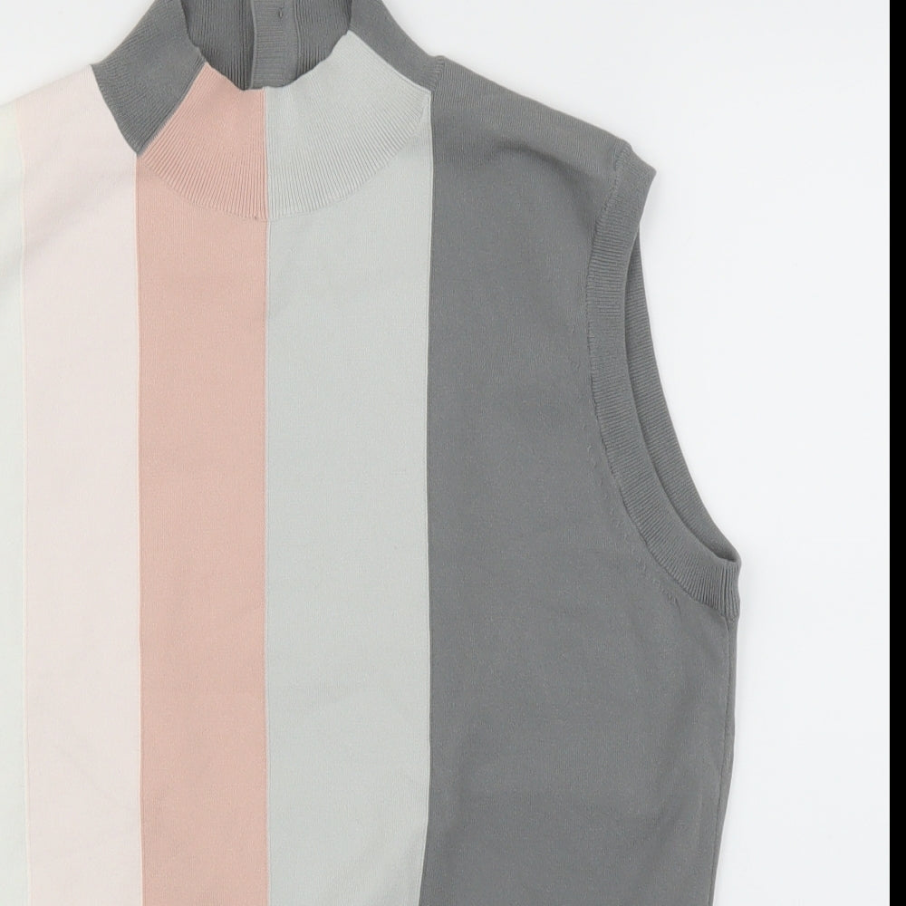 Ted Baker Womens Grey Striped  Vest Jumper Size M