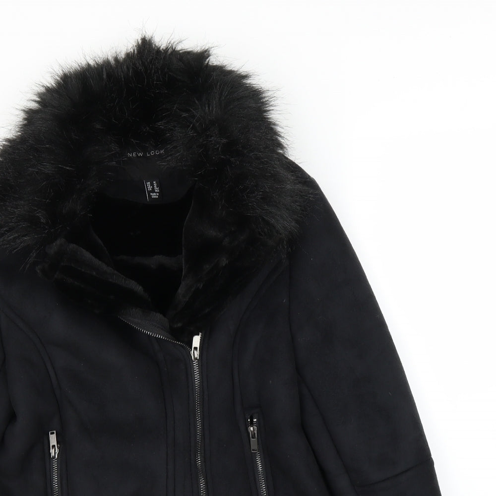 New Look Womens Black   Biker Coat Size 14