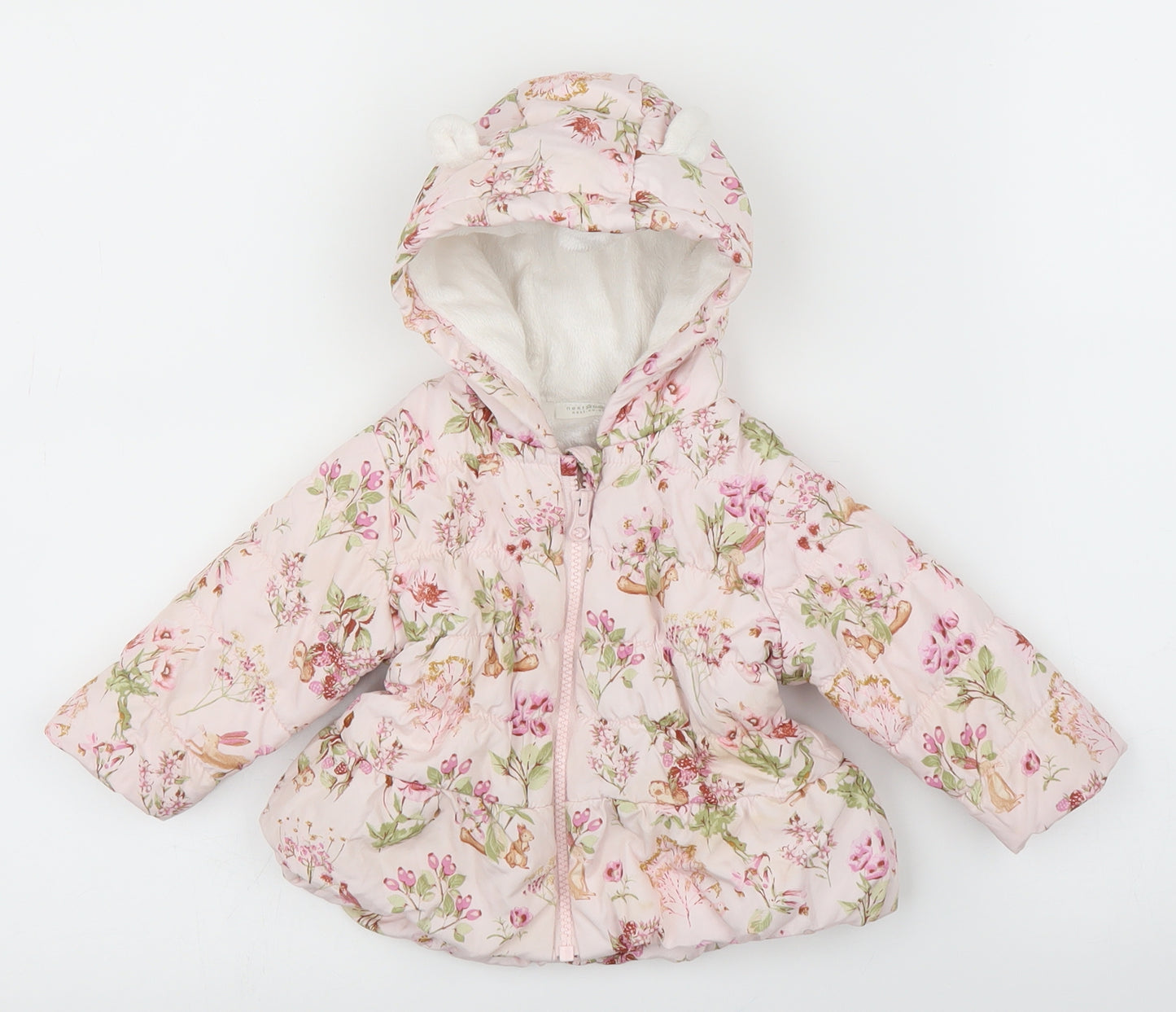 NEXT Girls Pink Floral  Puffer Jacket Coat Size 6-9 Months