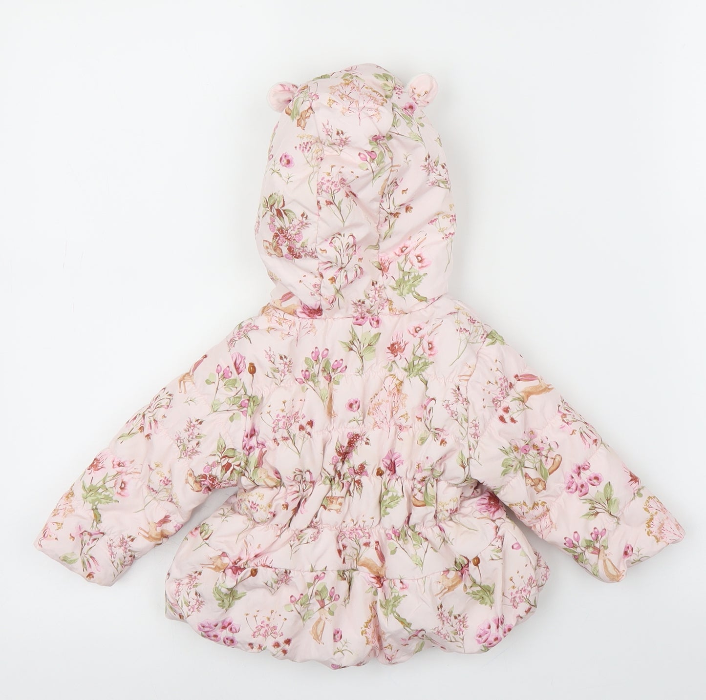 NEXT Girls Pink Floral  Puffer Jacket Coat Size 6-9 Months
