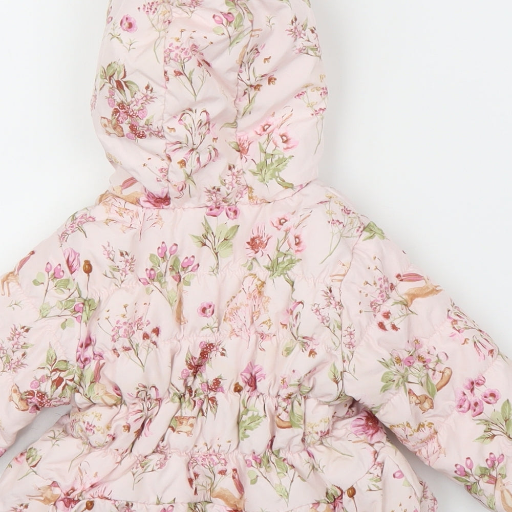 NEXT Girls Pink Floral  Puffer Jacket Coat Size 6-9 Months