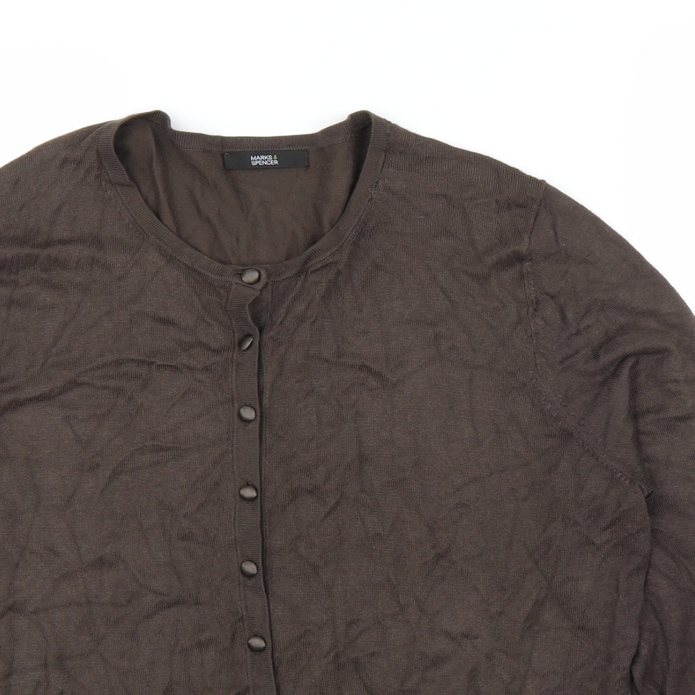 M&S Womens Brown   Cardigan Jumper Size 18
