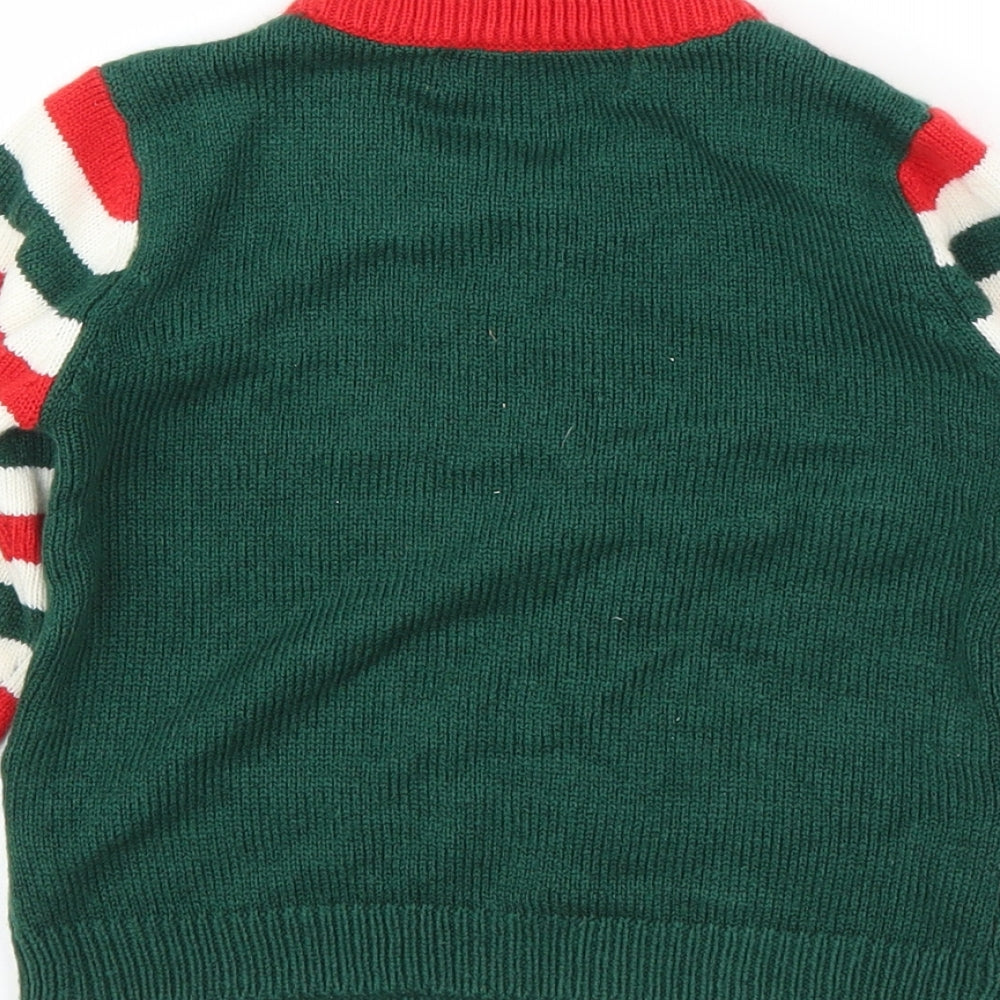 Preworn Boys Green   Pullover Jumper Size 4-5 Years  - Christmas