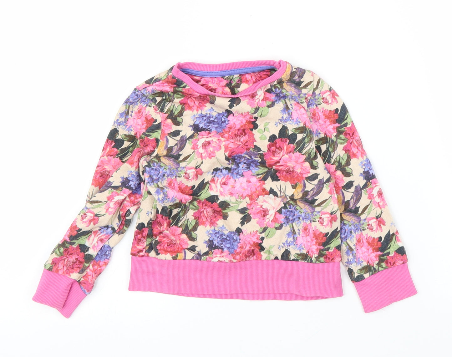 Nutmeg Girls Pink Floral  Pullover Jumper Size 18-24 Months