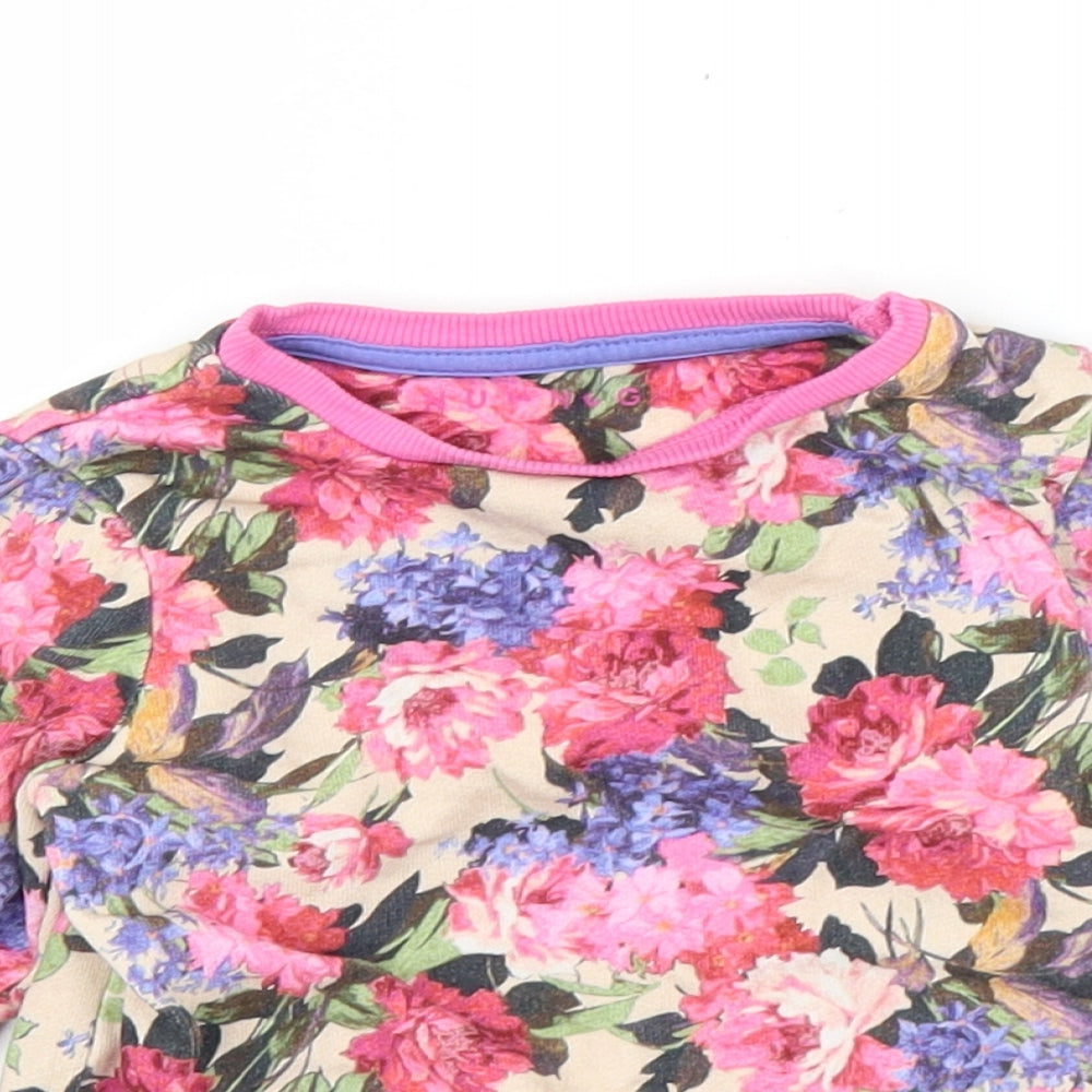 Nutmeg Girls Pink Floral  Pullover Jumper Size 18-24 Months
