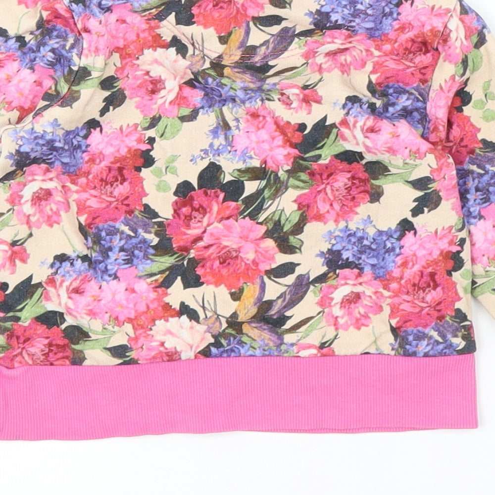 Nutmeg Girls Pink Floral  Pullover Jumper Size 18-24 Months