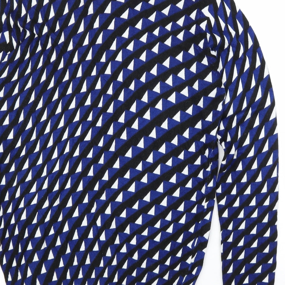 M&S Womens Blue Geometric  Cardigan Jumper Size 10