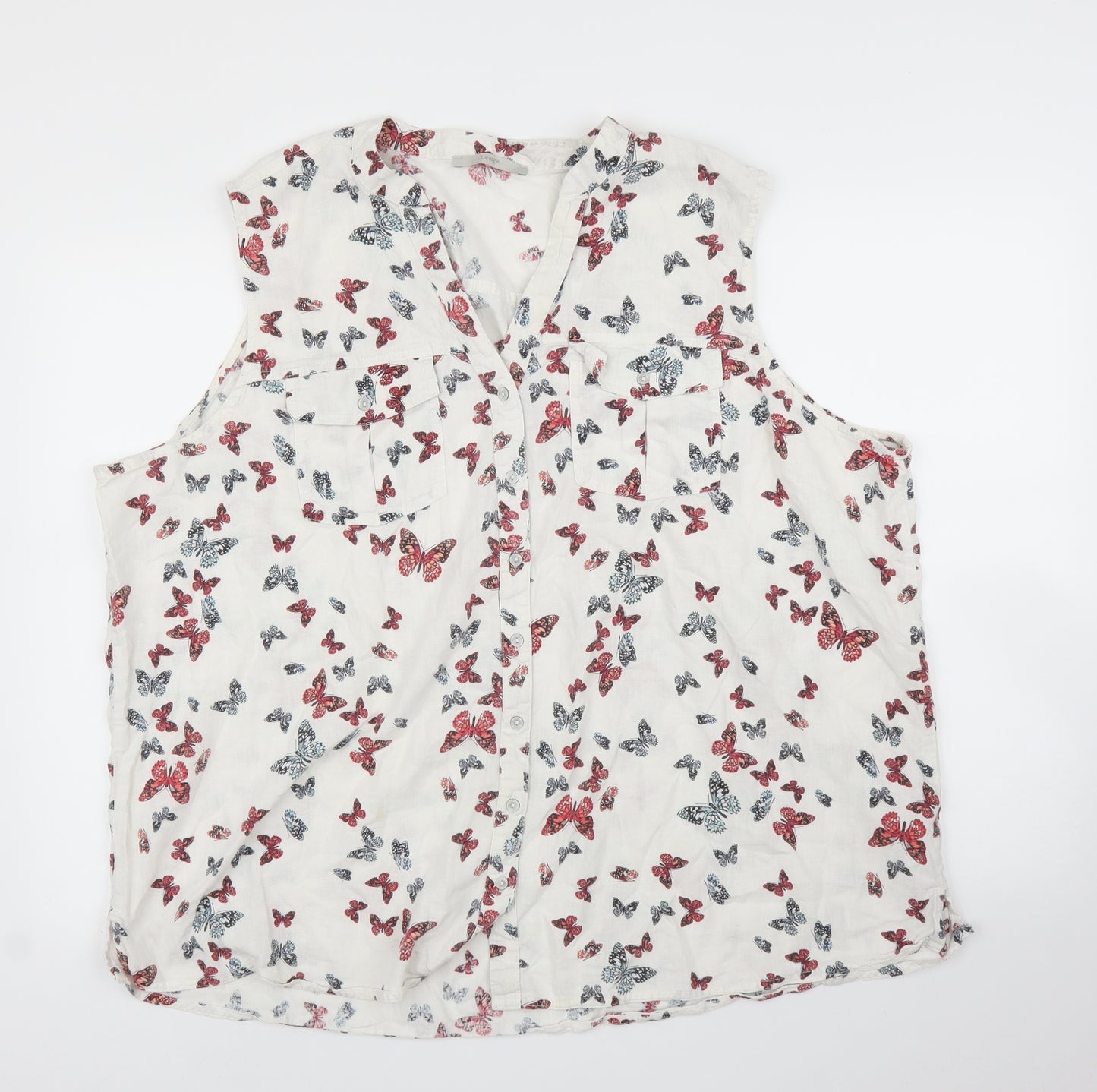 George Womens White   Basic Blouse Size 24  - Butterflies