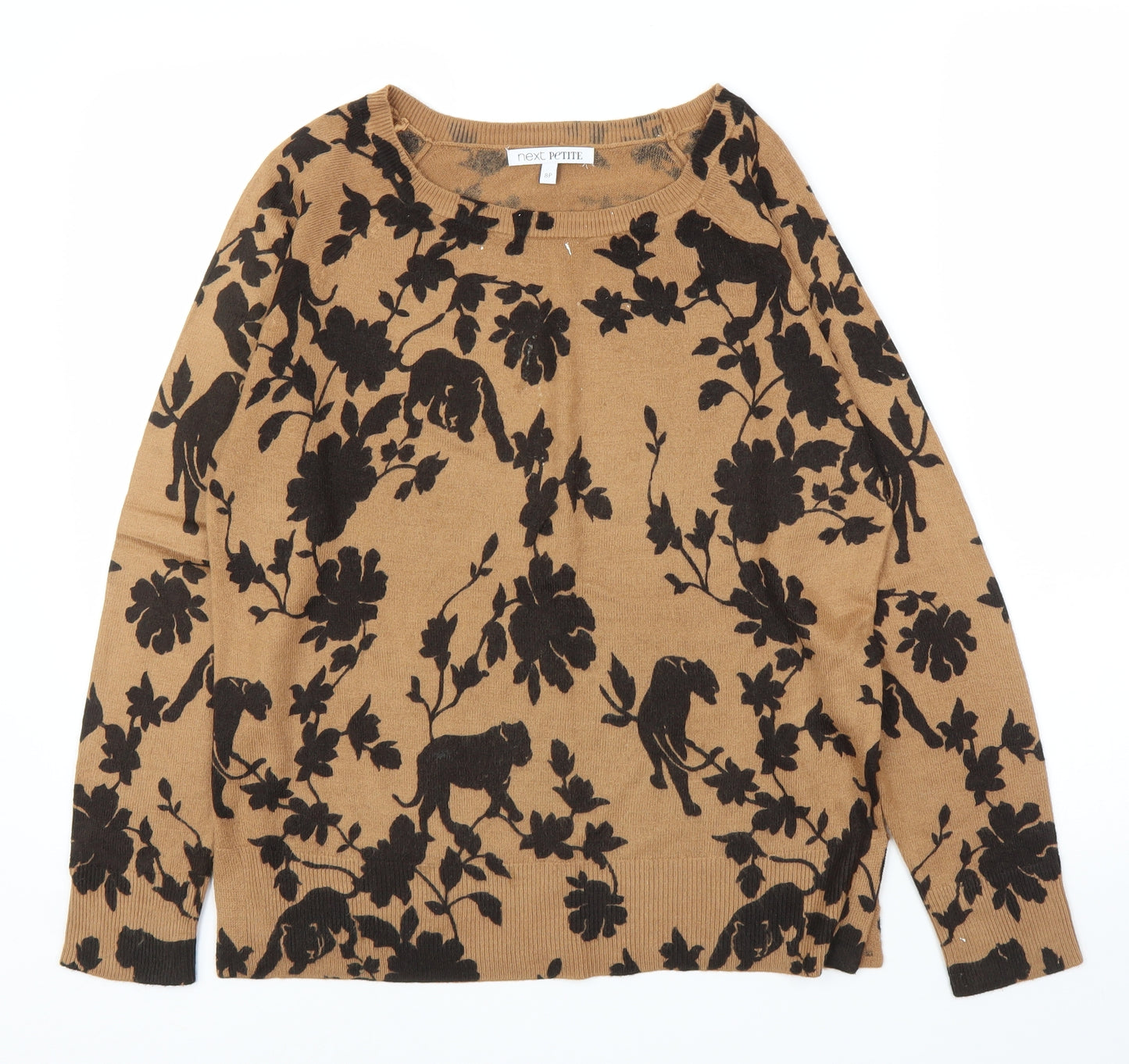 NEXT Womens Brown Floral  Pullover Jumper Size 8
