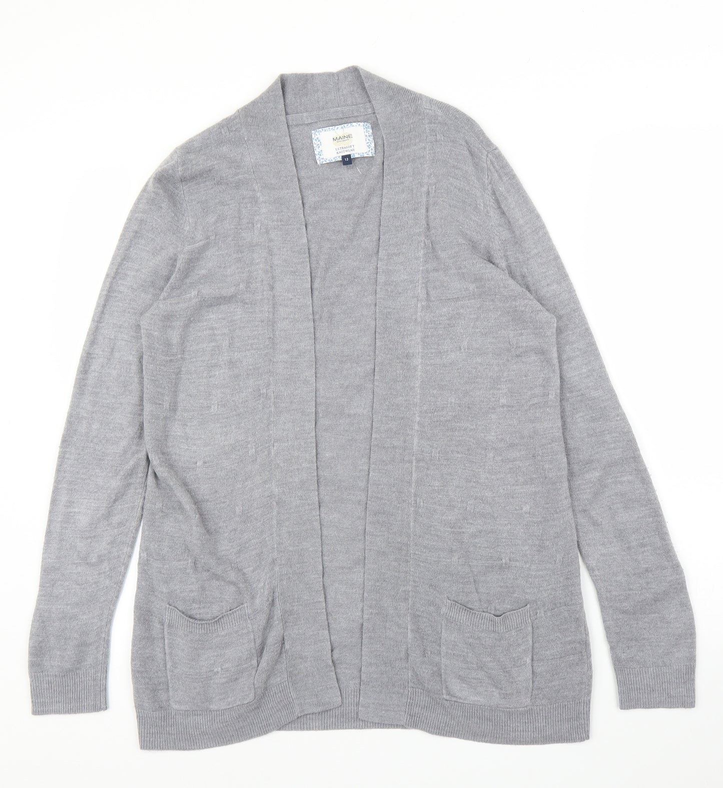 Maine Womens Grey   Cardigan Jumper Size M