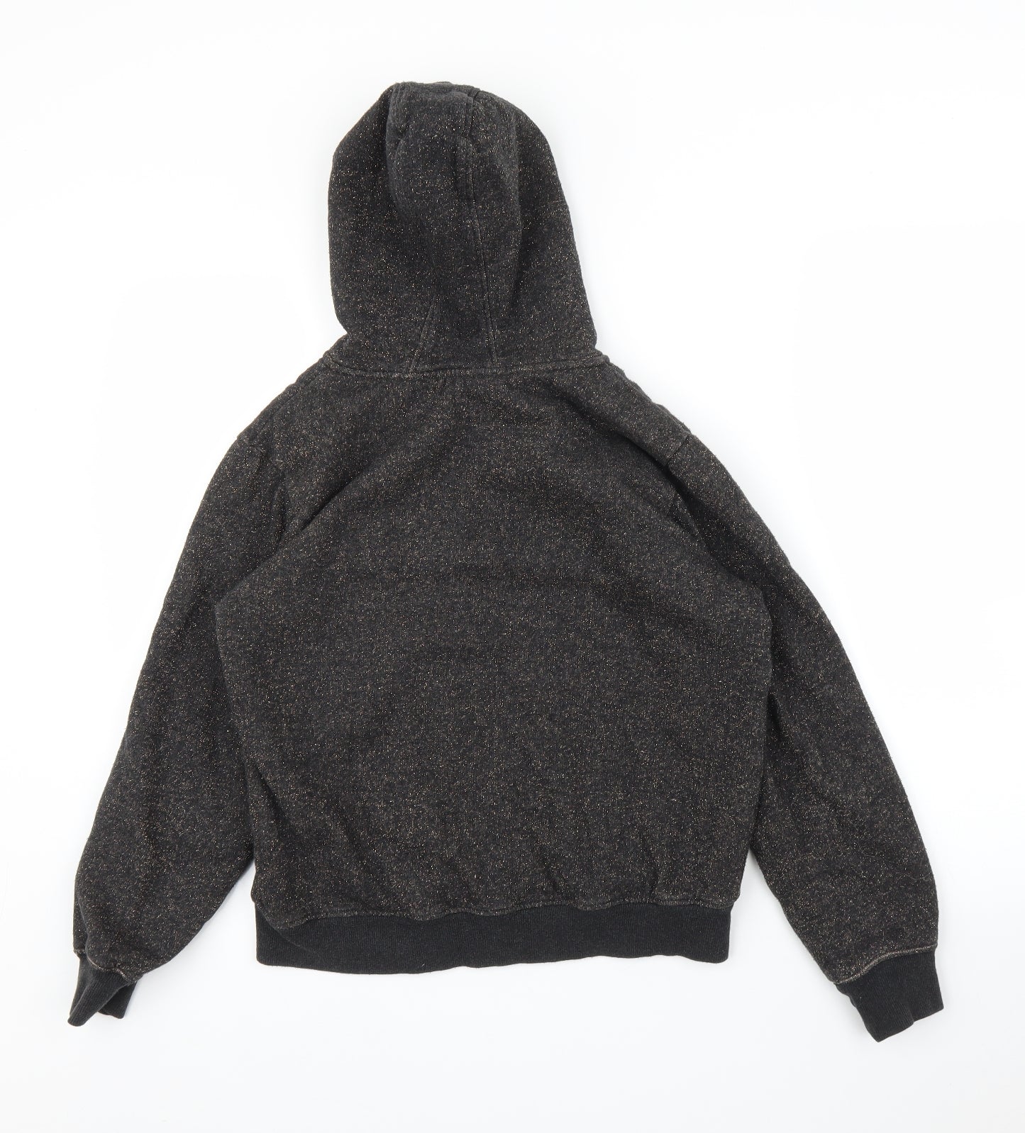 M&S Girls Black   Full Zip Hoodie Size 12 Years