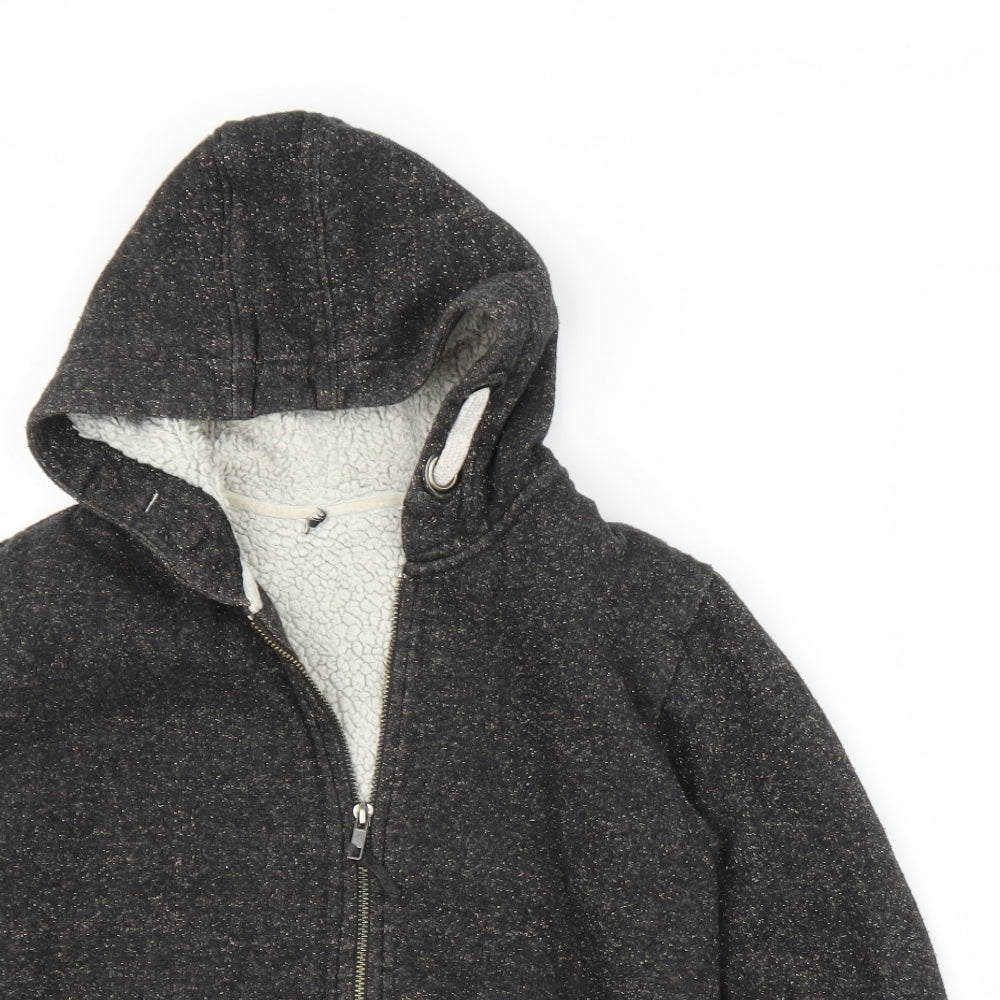M&S Girls Black   Full Zip Hoodie Size 12 Years