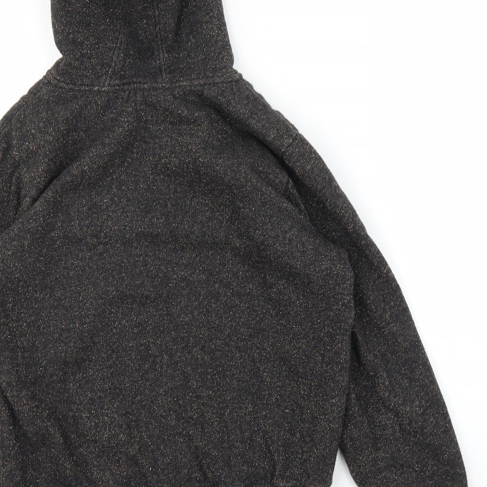 M&S Girls Black   Full Zip Hoodie Size 12 Years