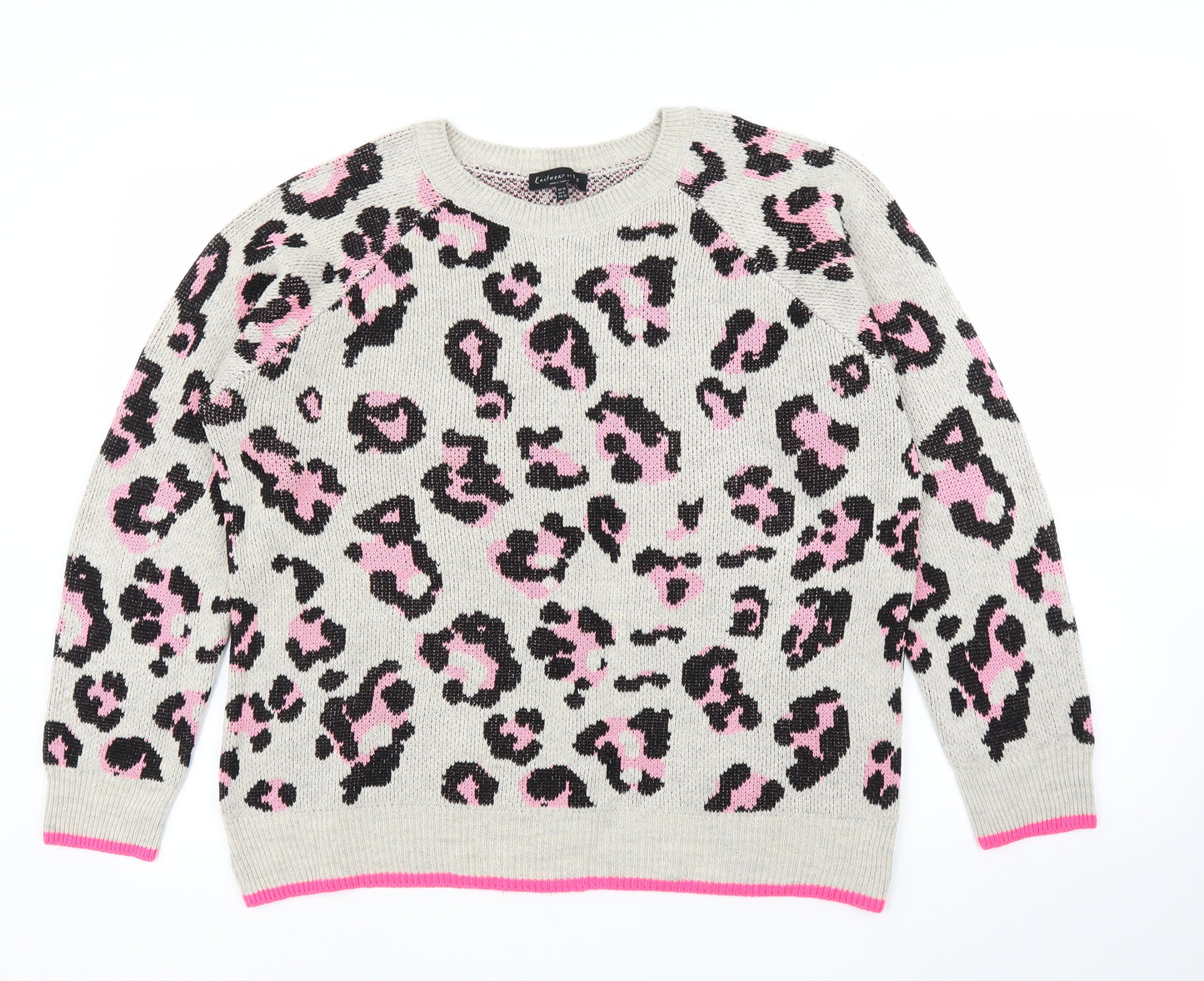 F&F Womens Beige Animal Print  Pullover Jumper Size 10  - Leopard print