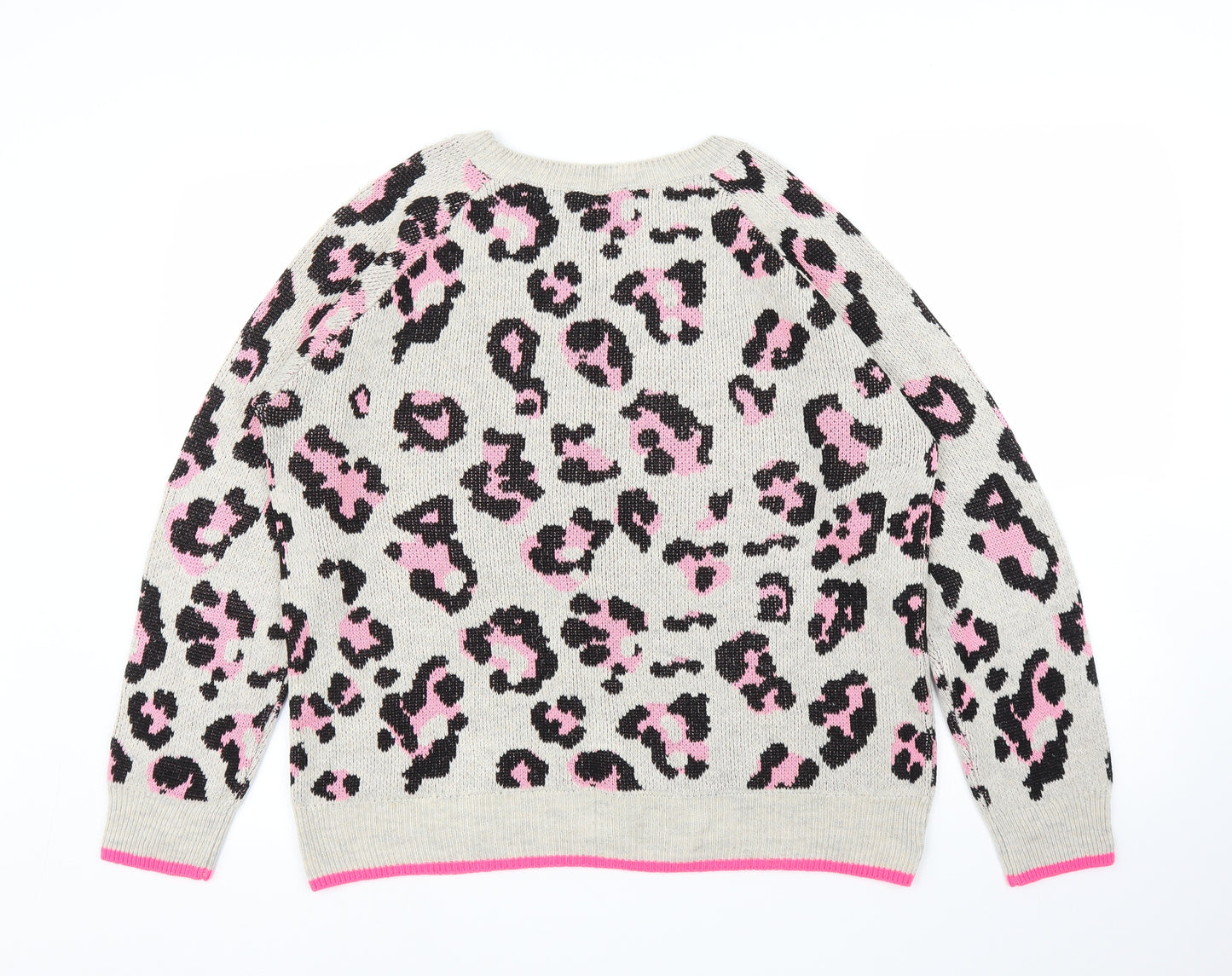 F&F Womens Beige Animal Print  Pullover Jumper Size 10  - Leopard print