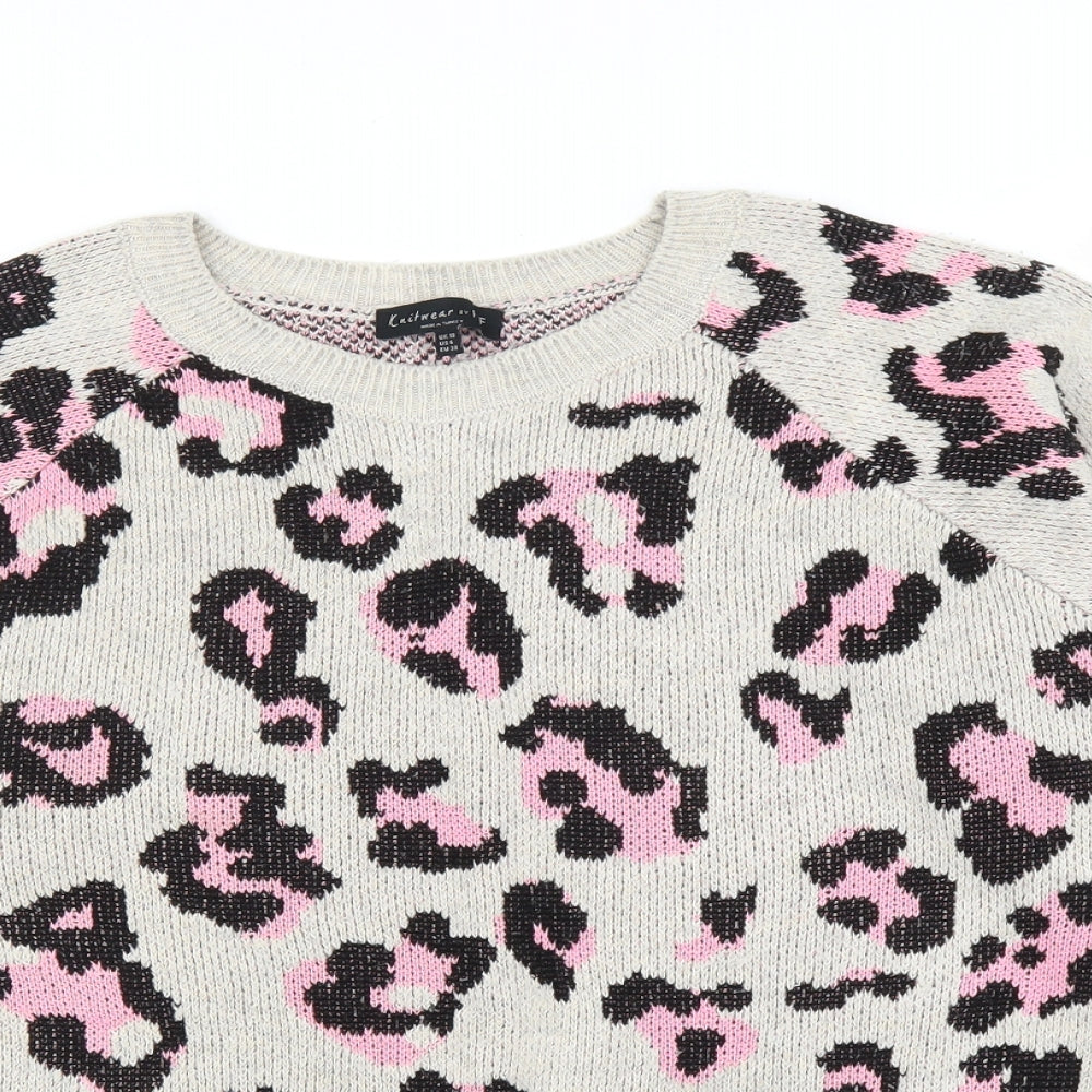 F&F Womens Beige Animal Print  Pullover Jumper Size 10  - Leopard print