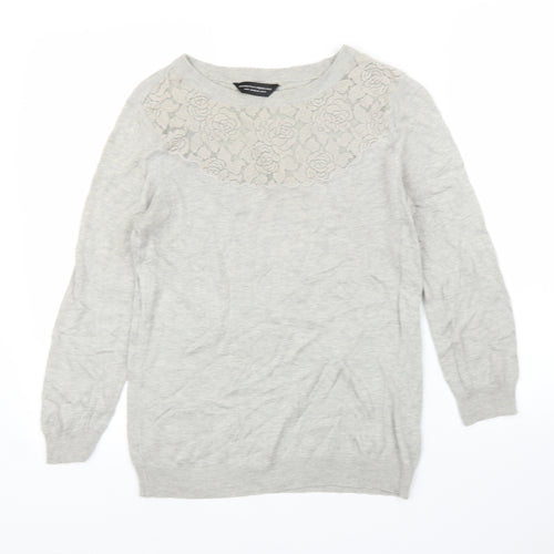 Dorothy Perkins Womens Grey Floral  Pullover Jumper Size 10
