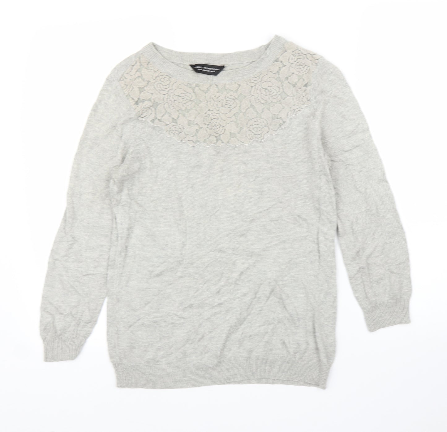 Dorothy Perkins Womens Grey Floral  Pullover Jumper Size 10