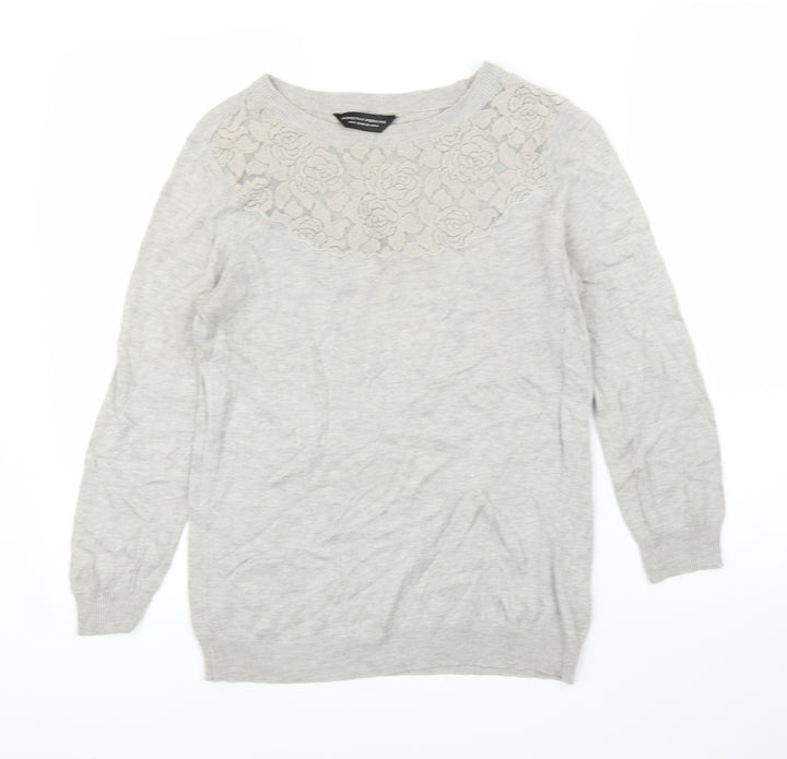 Dorothy Perkins Womens Grey Floral  Pullover Jumper Size 10